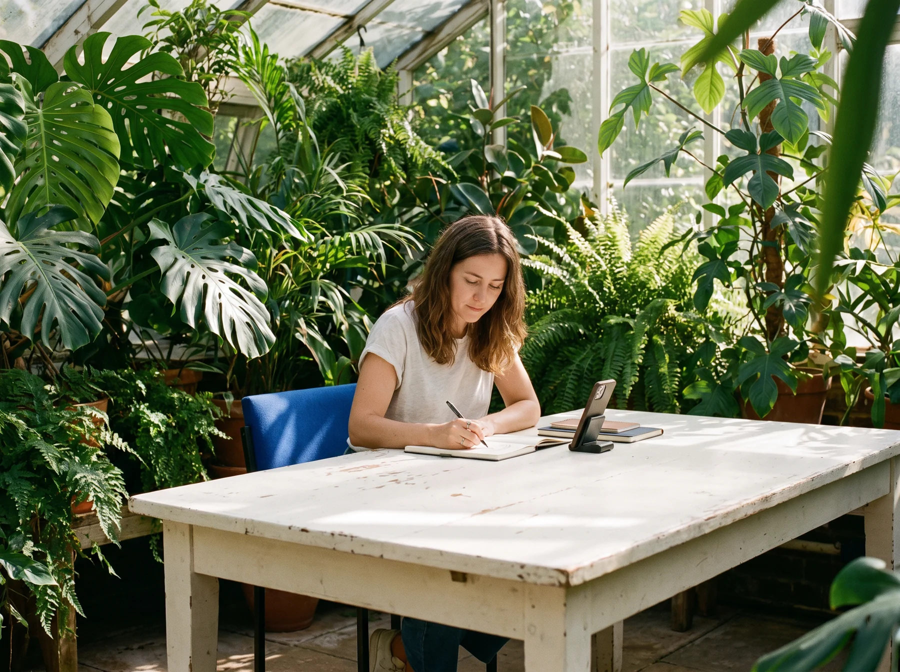 Product maker working in a greenhouse office